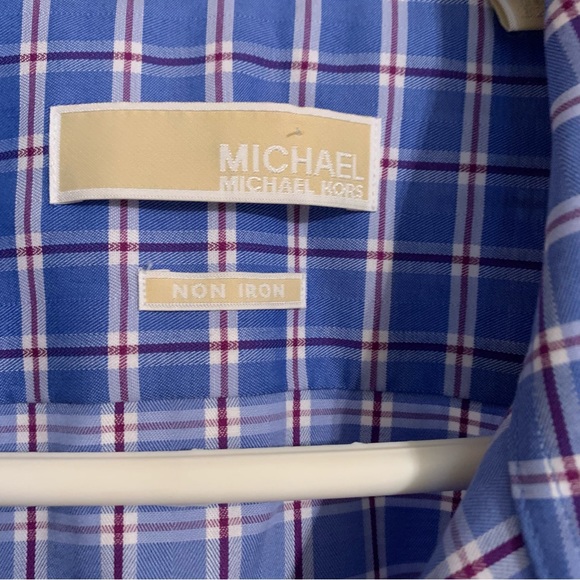 Michael Kors blue red checkered collared shirt - Picture 8 of 9